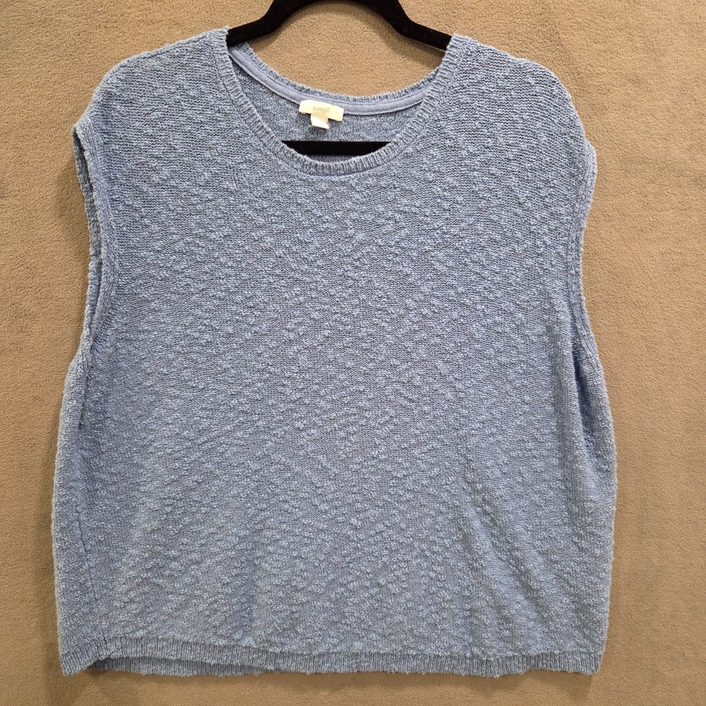 j jill Pure Jill Blue Pullover Sleeveless Sweater Womens 2X Lagenlook Boho